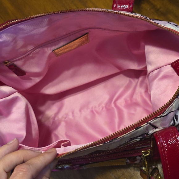 Coach Poppy Graffiti Glam Multicolor Satin Double Handle Zipper Tote Bag - Picture 13 of 16